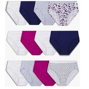 Fruit of the Loom 12-Pack Women's Underwear Panties Cotton Size 8 Tag Free